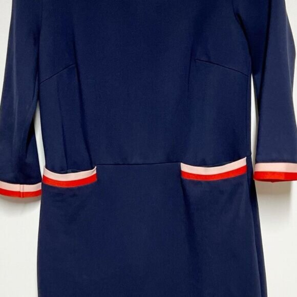 Boden Gloria Ponte Navy Blue Retro Shift Dress Size 6 - Picture 4 of 5
